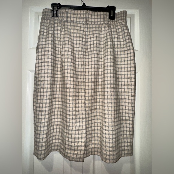 Classic Norton McNaughton Houndstooth 50% wool Skirt Cream-Gray-Pink Sz 14. - Picture 3 of 7